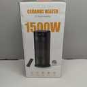 1500W Space Heaters for Indoor Use, PTC Ceramic Electric Heater Fast Heating with Remote, ECO, 59-95F Digital Thermostat, Child Lock, 24H Timer, Oscillating Portable Electric Heater for Large Room (BLACK)