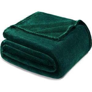 Exclusivo Mezcla Fleece Blanket Queen Size for Bed, Super Soft and Warm, All Season Use, Cozy, Plush, Lightweight, 90x90 Inches, Forest Green