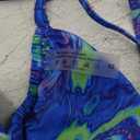 WDIRARA Women's Cut Out Triange Criss Cross Backless Thong Sexy One Piece Bathing Suit (Blue) XS 