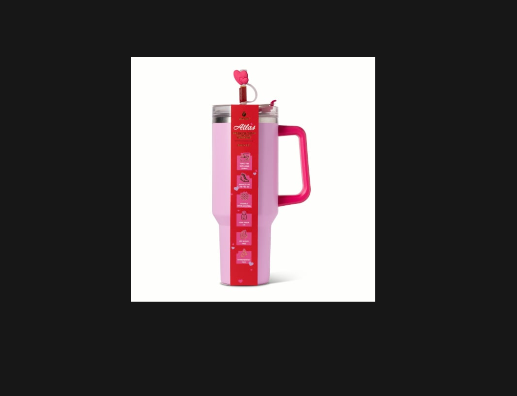 40 oz Tumbler with Handle and Straw, Pink Insulated Travel Mug Iced Coffee Cup, Reusable Stainless Steel Insulated Water Bottle, Keeps Drinks Cold for 34 Hours, Women Christmas Gifts for Mom Grandma