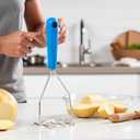 Large Stainless Steel Potato Masher with Soft Grip Handle – Heavy Duty Vegetable, Bean & Avocado Masher for Smooth & Creamy Mashes – Dishwasher Safe (Lagoon Blue)