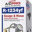 InterDynamics Certified AC Pro Car Air Conditioner R1234YF Refrigerant Gauge and Hose, Reusable AC Recharge Kit, 72 in