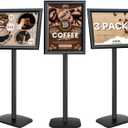 3Pcs Heavy Duty Pedestal Sign Holder for Display, 11 x 17 inches Adjustable Floor Standing Sign Holder with Weighted Base , Sign Stand for Indoor/Outdoor AdvertisingBlack