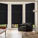 MYshade 6 Pack Temporary Blackout Paper Shades for Windows,Paper Pleated Blinds with Adhesive,No Tools No Drilling Free Cut Size Temporary Room Darkening Shades(Black, 24" W x 72" H)