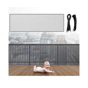 Hosuly Banister Guard 15 x 3 ft Balcony Netting for Kids Pets Stairway Safety Net Baby Fence Door Balcony Netting Safety Mesh Stair Net with No Drilling for Apartment Railing(Black)