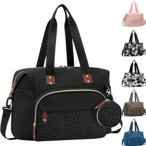Tenot Diaper Bag Tote with Pacifier Case, Baby Bag for Women with Shoulder Straps, Travel Diaper Tote for for Mom and Dad Black (Large)