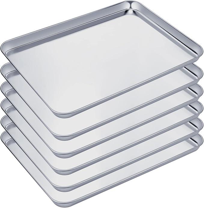 11 Pcs Baking Sheet Set Stainless Steel Cookie Sheet Cookie Baking Pan Bakeware Oven Tray Dishwasher Safe Commercial Grade Pans(18x13x1 Inch)