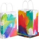 SUNCOLOR 24 Pack Small Party Favor Bags Goodie Bags for Birthday Party Gift Bags With Handle(Watercolor)