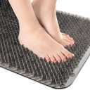OTHWAY Non Slip Grassy Bathtub Mat : 25.6X13.4 inches Sturdy But Soft Bath Mat_Quick Drain Shower Floor Mat with Soft Bristles for Scrubbing Feet (Dark Grey)