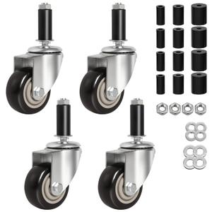 3 Inches Prep Table Wheels, Expanding Stem Casters, Threaded Swivel Casters Set of 4 Heavy Duty Castors Fit 7/8",1-1/4",1-1/2"and 1-5/8"ID Tube Pipe Legs for Stainless Steel Kitchen Cart,Shelving Rack