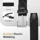 FAIRWIN Men's Golf Belt, Stretch Braided Elastic Woven Casual Jeans Belts 1 3/8" Nylon Web Work Belts for Men (Black, M)