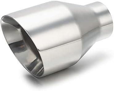 LCGP 2.5" inlet Universal Diesel Exhaust Tip 4.5" Outlet 07" Long Tail Tip, Polished & Double Wall Angle Cut
