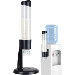 LBTING Cup Dispenser, Water Cooler Pull Type Cup Holder Fits 5oz - 7oz Cone or Flat Bottom Cups, Countertop or Wall Mount Cup Dispenser, Black