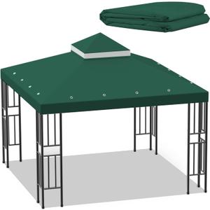 Sumfaller 10x10 FT Gazebo Replacement Canopy Top Double Tiered Canopy Top for Outdoor BBQ Roof Cover Grill Shelter (Green)