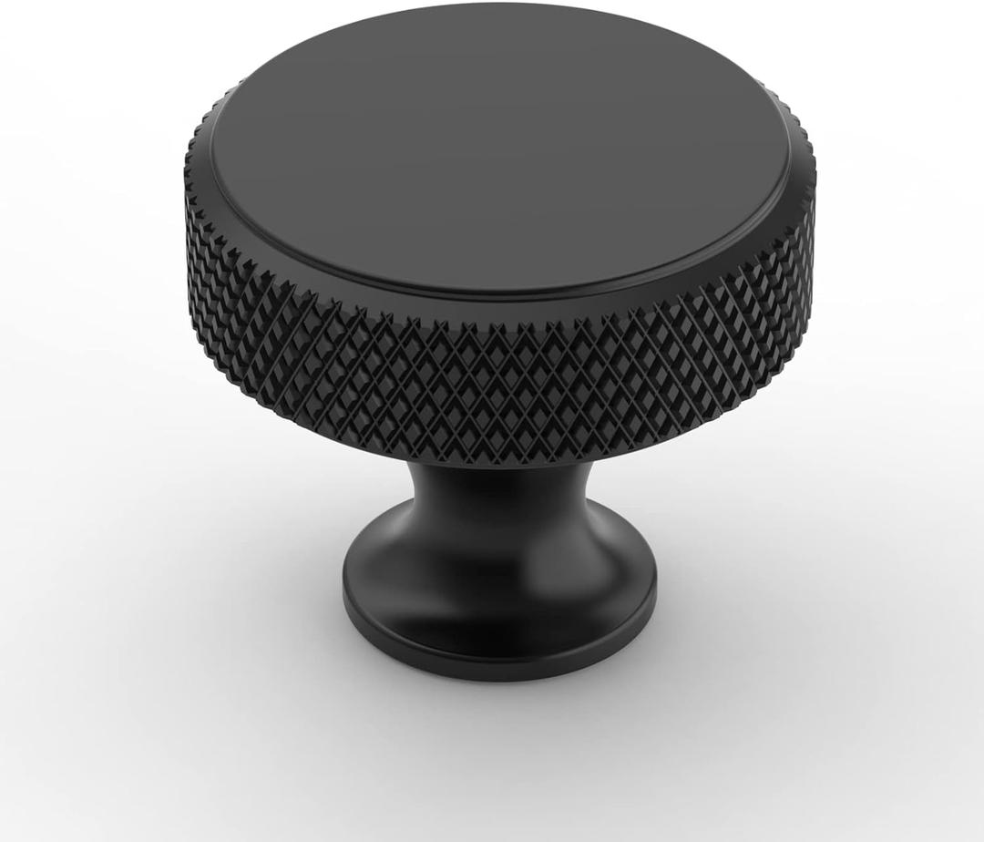 Amerdeco 10 Pack Matte Black Knurled Cabinet Knobs Kitchen Cabinet Handles for Drawer Dresser, Cupboard and Wardrobe ZH0036