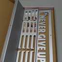 AGATHOS HOME Medal Hanger Display with Trophy Shelf - Metal Awards Rack for Walls Holds 64+ Sports Medals- Our Never Give Up 16" Medal Holder Awards Trophy Display