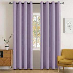 MIULEE Blackout Room Darkening Curtains Thermal Insulated Drapes Solid Window Treatment Set Grommet Top Light Blocking Curtain for Living Room/Bedroom 2 Panels 52 x 84 inch Length Lilac