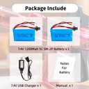 2 pcs 7.4V 1200mAh 5C Li-on Battery SM-2P Plug for Airsoft Gun Water Ball Gun Battery Gel Blaster