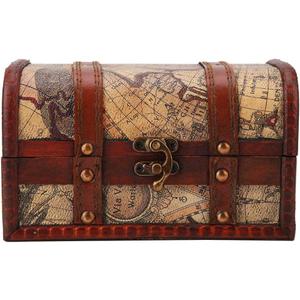 Pirate Treasure Chest Vintage Handmade Decorative Wooden Box Trinket Jewelry Storage Case Home Decoration(Map) Pirate Treasure Chest Vintage Handmade Decorative Wooden Box Trinket Jewelry Storage Case Home Decoration(Map)