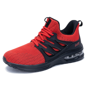 GOOBON Mens Running Trainers Air Cushion Tennis Walking Shoes Lightweight Breathable Fashion Sneakers for Jogging Gym BlackRed (Size 9)