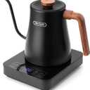 Hazel Quinn Gooseneck Electric Kettle - 0.8L / 27oz, Precise Temperature Control, 4-Hour Keep Warm, 1000W Fast Boil, 304 Stainless Steel Interior, Ideal for Coffee & Tea - Black