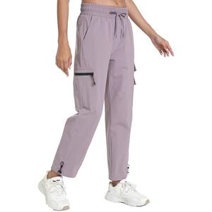 bepopotan Quick Dry Women's Cargo Pants with Pockets Lightweight Hiking Joggers for Workout Athletic Casual Outdoor Camping, Large