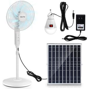 Sumind 16'' Solar Oscillating Standing Fan with Solar Panel, Portable Rechargeable Mobile Floor Fans, with 5V Light Bulb, 15000mah Battery, Two Charging Methods, 3 Speeds, for Bedroom Study or Outdoor