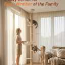 Floor to Ceiling Cat Tree for Large Cats, 76-108in Height Adjustable 5-Tier Wood Cat Tower, Cats Activity Center with Plush Hammock & Jute Rope Scratching Posts for Indoor Cats