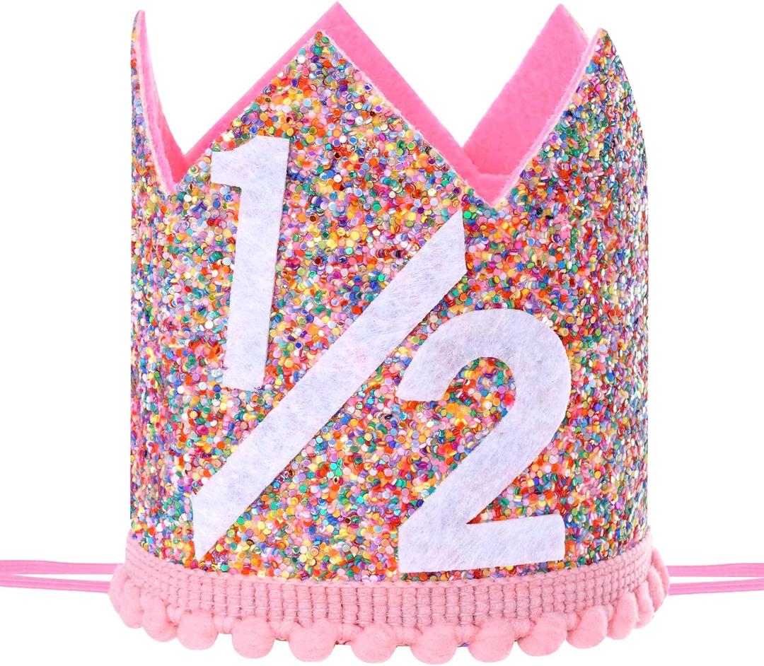 Half Birthday Crown Rainbow Crown for Half Birthday Party Props Soft Felt Party Decoration Hair Accessory Joyful