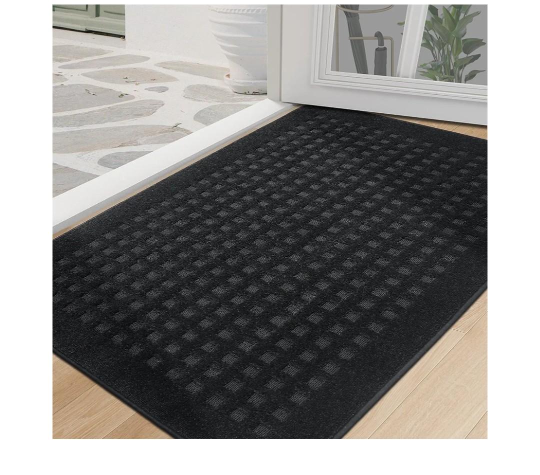 BEQHAUSE Dirt Trapper Door Mat 32" x 48", Waffle Door Mats Indoor Entrance, Dog Doormats for Mud Paws Absorbent and Dirt Resist Floor Mats Non-Slip Washable Rugs for Entryway Welcome Mat, Black