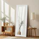 Full Length Mirror 58"x22" Solid Wood Frame Floor Large Mirror for Living Room, Bedroom Hanging or Leaning Wall-Mounted, White