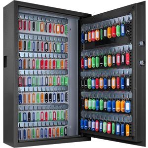 160 Position Large Key Box Wall Mount, Key Lock Box with Programmable Keypad, Spare Keys and Key Tags, All Steel Key Cabinet for Offices Cars Hotels Dorms