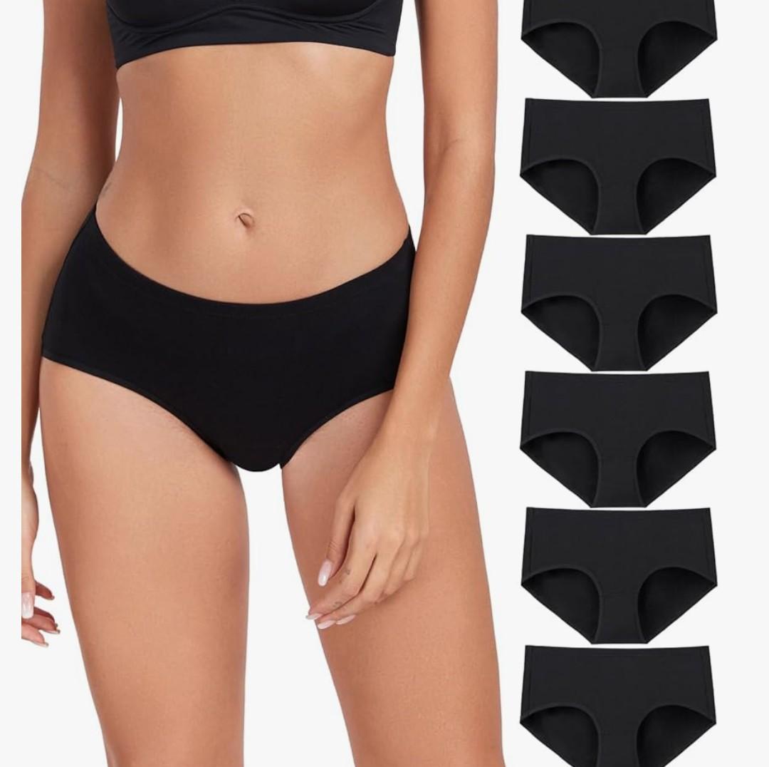 wirarpa Women's Underwear Cotton Hipster Panties Ladies Panties 6 Pack, Black , L