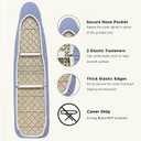 UniSimp Ironing Board Cover and Pad 15"x54" Extra Thick Natural Cotton, Scorch and Stain Resistant Padding, Standard Size Iron Board Cover with Fasteners Heavy Duty Elastic Edge, Heatproof Blue