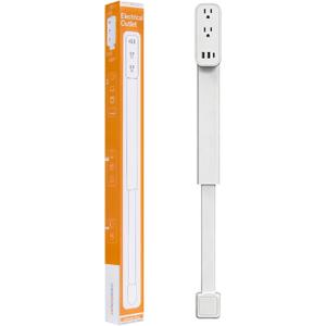 Outlet Extender Stick - Features USB-A, USB-C and 2 AC Outlets, Extends 17.5"-29.1", Rotates 360 Access Hard-to-Reach Outlets, Wall Plug Power Socket Expander Nightstands, Sofa, Desks and More