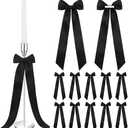 Teenyyou 12 Pcs Black Candlestick Bows Decor 13 Inch Large Coquette Decorations Bows for Table Self Adhesive Candle Holder Gift Wrapping Wedding Bridal Shower Bachelorette Party Centerpieces
