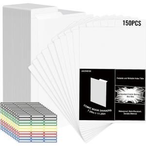 AKONEGE 150 Pack Comic Book Dividers with Tab for Comic Storage Boxes