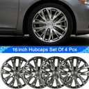 16-Inch ABS Hubcaps with Steel Rings & Adjusters, Patented Design, Universal Fit, Set of 4 Wheel Covers (Gunmetal Grey)