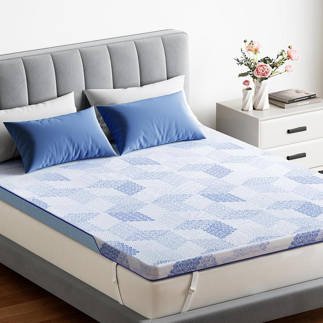 PERLECARE Supportive Medium-Firm Mattress Topper Queen- 3 Inch Memory Foam Bed Topper Made with CertiPUR-US Certified Foam, Cooling Bamboo Cover, Removable & Washable, Oeko-Tex Certified