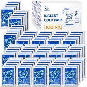 100 Pack Instant Cold Pack - Disposable Instant Ice Packs for Injuries Cold Compress Ice Pack for Pain Relief, Swelling 6 x 4.5 in