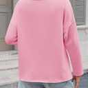 Tankaneo Womens Oversized Long Sleeve Shirts Deep V Neck Fall Tops Casual Loose Fit Tunic Basic Tees (Pink)