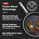 OXO Hybrid 8” and 10” Frying Pan Skillet Set, Durable PFAS-Free Ceramic, Fusion Boost Tech for Powerful Searing, Induction & All Cooktop Compatible, Dishwasher Safe, Mirror Polished Tri-Ply