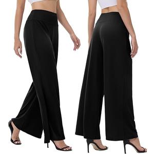 Wide Leg Palazzo Pants for Women - High Waist Casual Beach Lounge Pants Loose Dress Pants Stretchy, Black, 2XL, Pack of 2