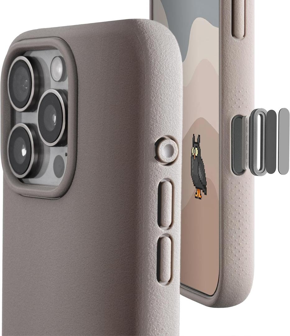 TineeOwl for iPhone 16 Pro Magnetic Case, [Covered Camera Control Button], Compatible with MagSafe, TPU, Minimalist, Slim/Thin, Grippy - Dune Series (Stone, iPhone 16 Pro)