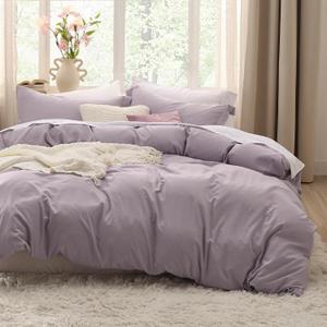 Bedsure Dusty Purple Duvet Cover Queen Size - 3 Pieces Prewashed Extra Soft Bedding Set, Includes 1 Duvet Cover 90x90 Inches with Zipper Closure & 2 Pillow Shams, Comforter Not Included