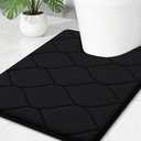 Smiry Memory Foam U-Shaped Toilet Mat 24"x20", Ultra Soft Non-Slip Bathroom Floor Mat, Water Absorbent & Machine Washable Commode Contour Rug for Toilet Home Decor, Black