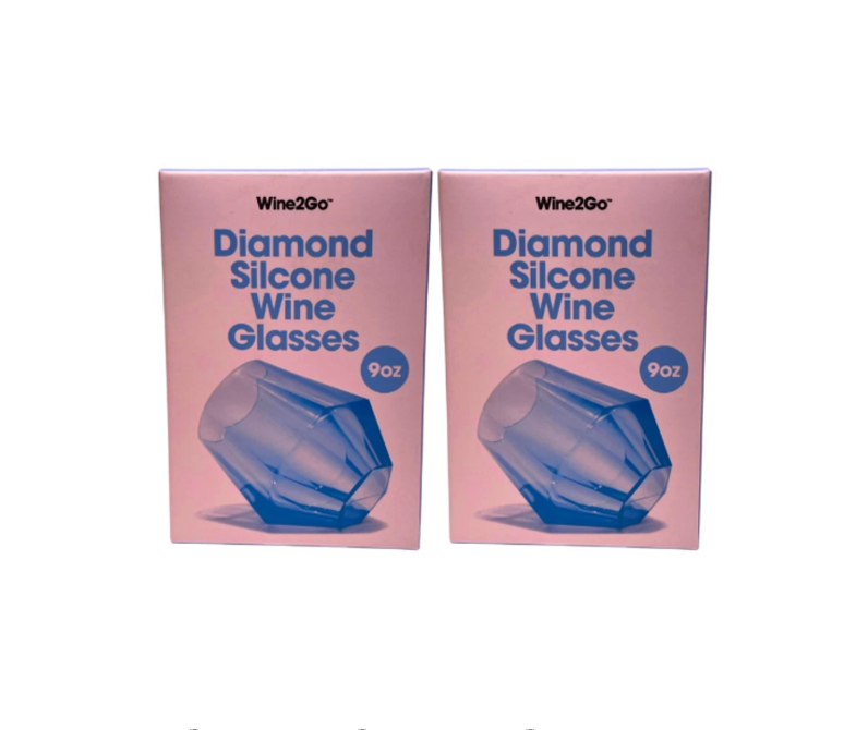 Wine2Go Diamond Silicone Wine Glasses 9oz