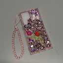 for Samsung Galaxy S22 Ultra Bling Diamond Case with Strap, 3D Luxury Sparkle Glitter Crystal Rhinestone Butterfly Rose Flower Diamond Wristband Bracelet Case Cover for Girls Women