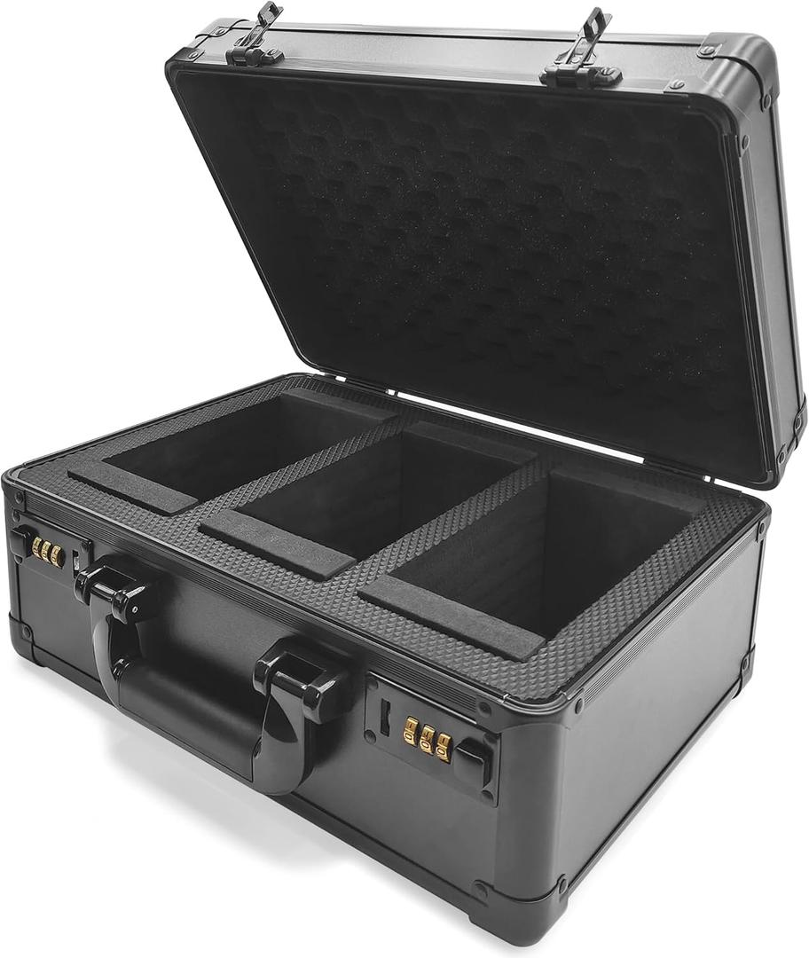 Graded Card Storage Box, 105+ 3 Row Sports Card Case with Portable Handle, Password Lock, No Flake EVA+ Foam, for PSA FGS BGS & SGC