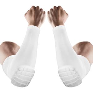 AceList 2PCS Elbow Pads with Padded Compression Shield Shape Arm Sleeves for Protection - Suitable for Basketball, Volleyball (Medium, White)